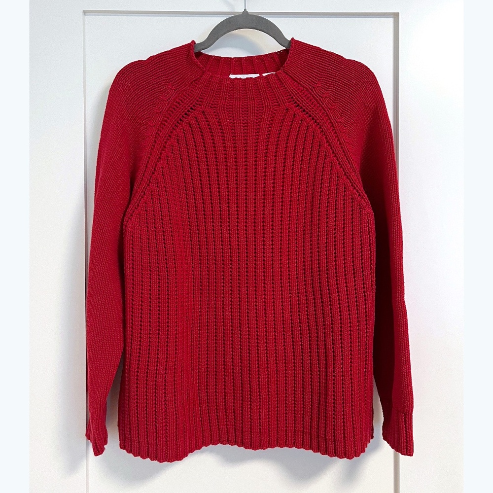 Liz Claiborne Mock Neck Cotton Sweater in Red